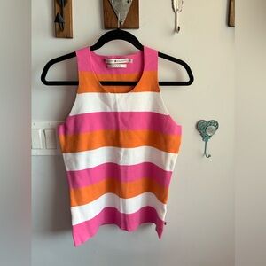 Tommy Hilfiger Pink, Orange, and White Striped Tank Top